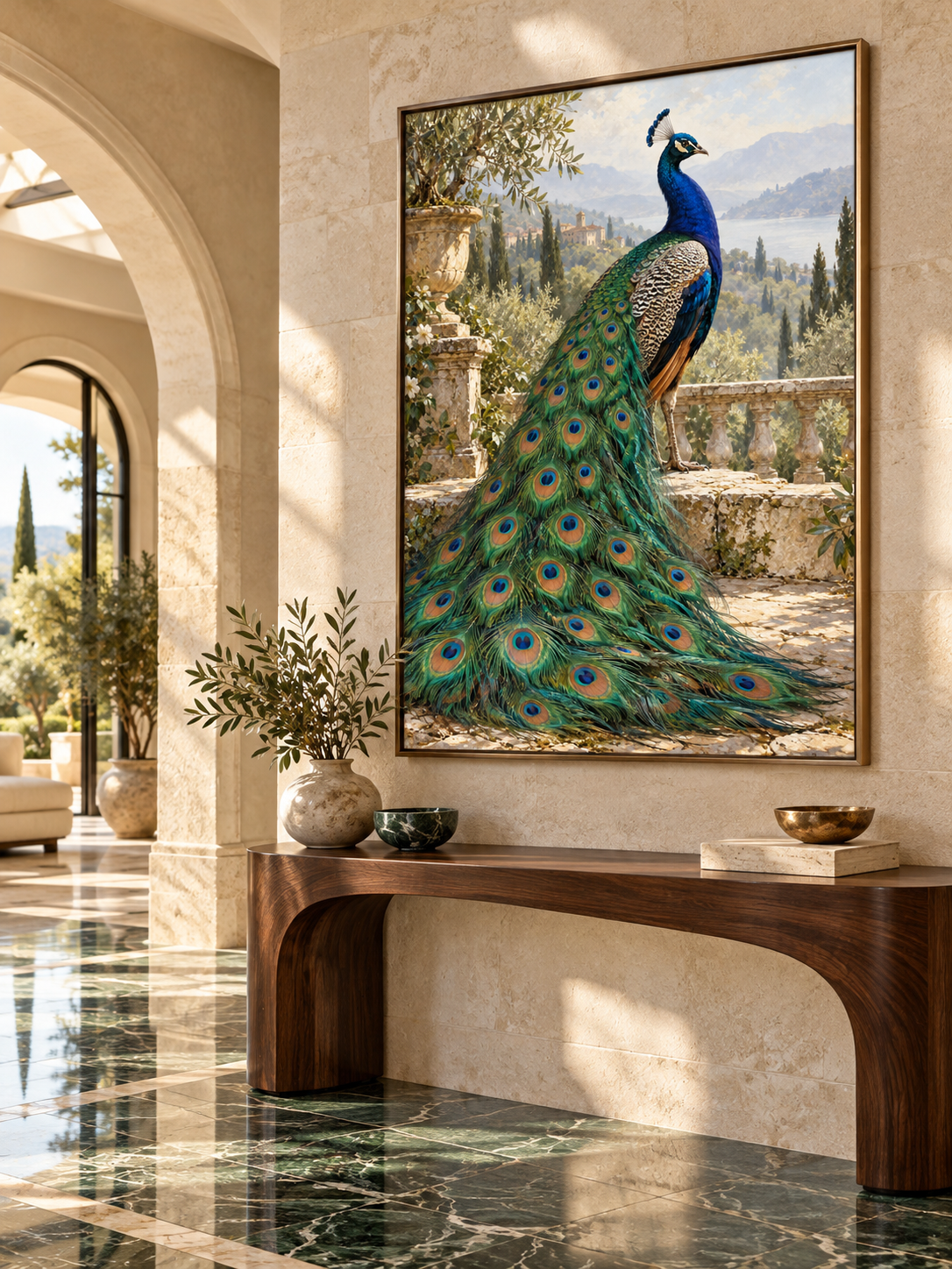 Peacock's Splendour — interior presentation 2, MIORLUNE wall art