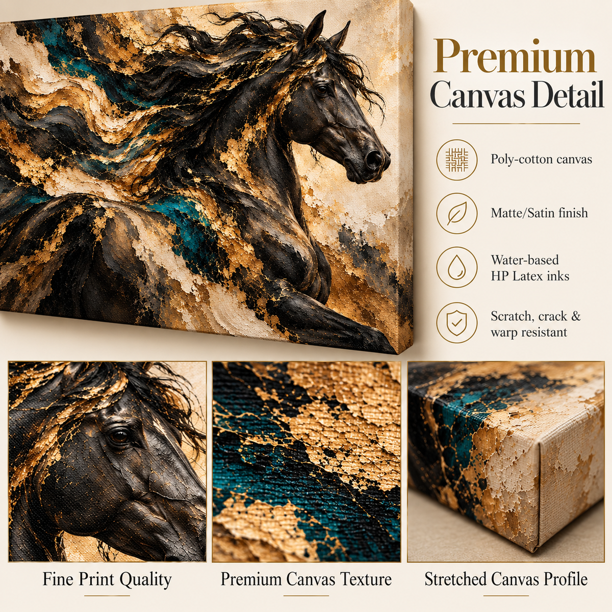 Aurum Stallion premium poly-cotton canvas detail