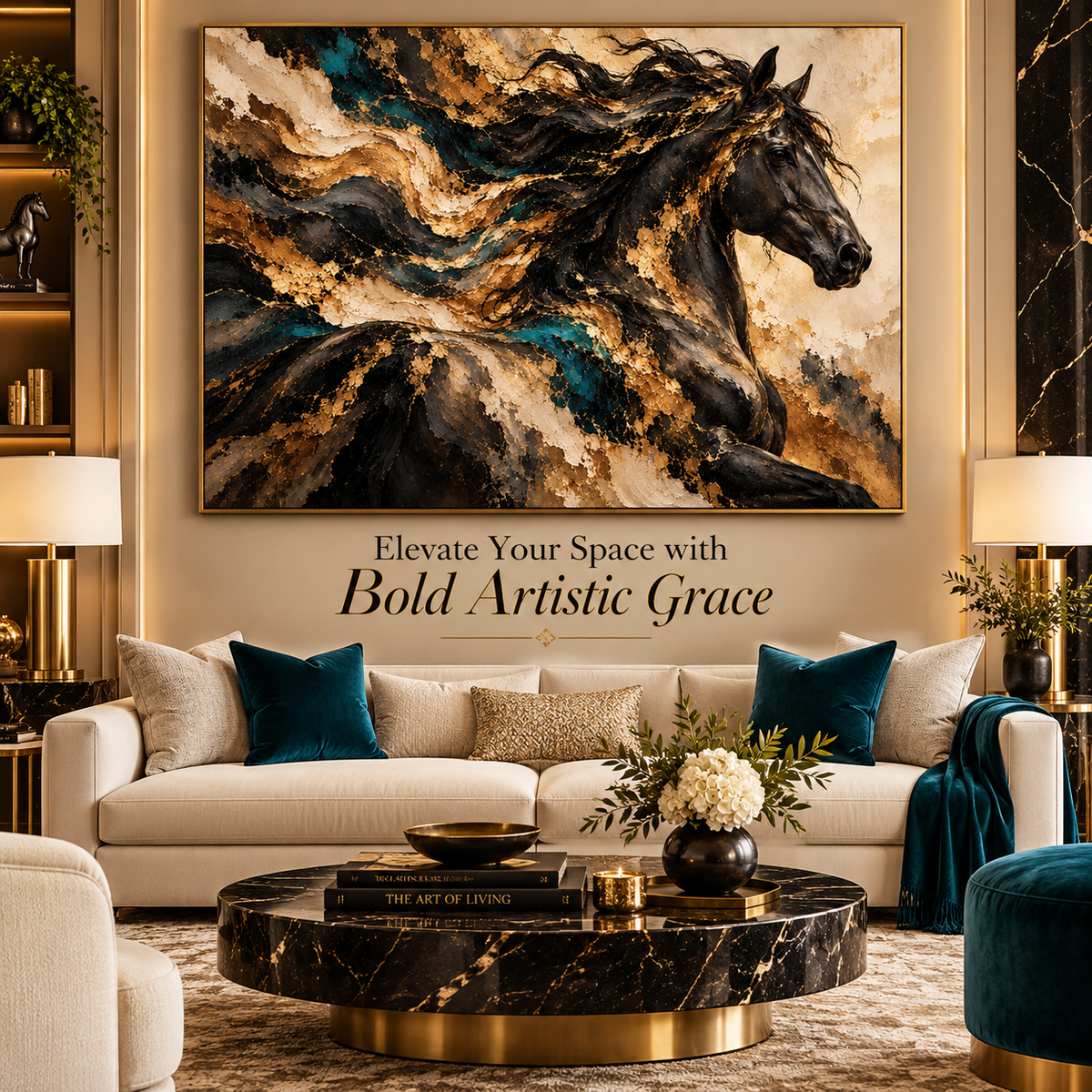 Aurum Stallion luxury living room mockup