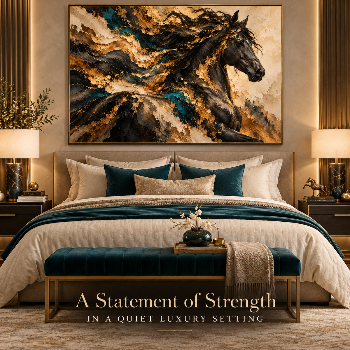 Aurum Stallion luxury bedroom mockup