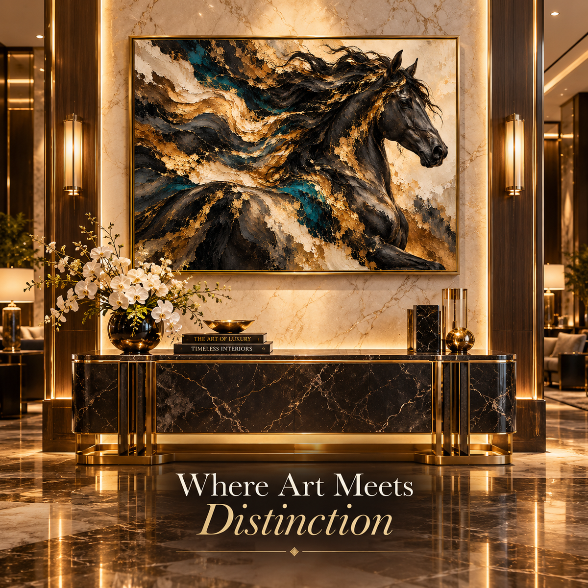 Aurum Stallion luxury lobby mockup