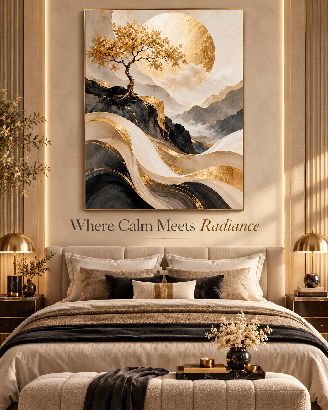 Celestial Grove luxury bedroom mockup
