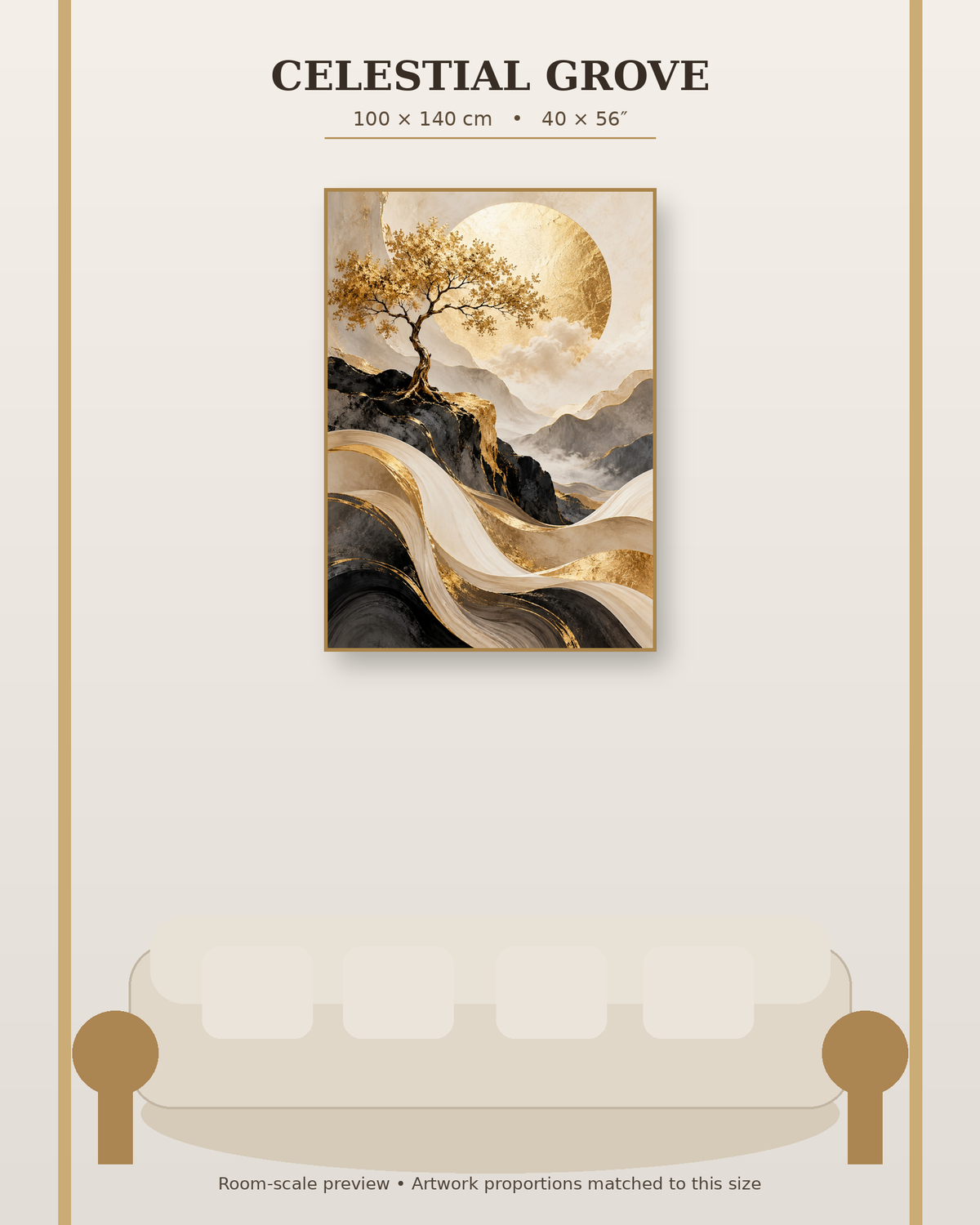 Celestial Grove size guide 100 x 140 cm