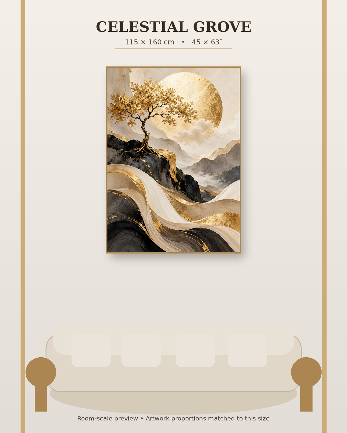 Celestial Grove size guide 115 x 160 cm