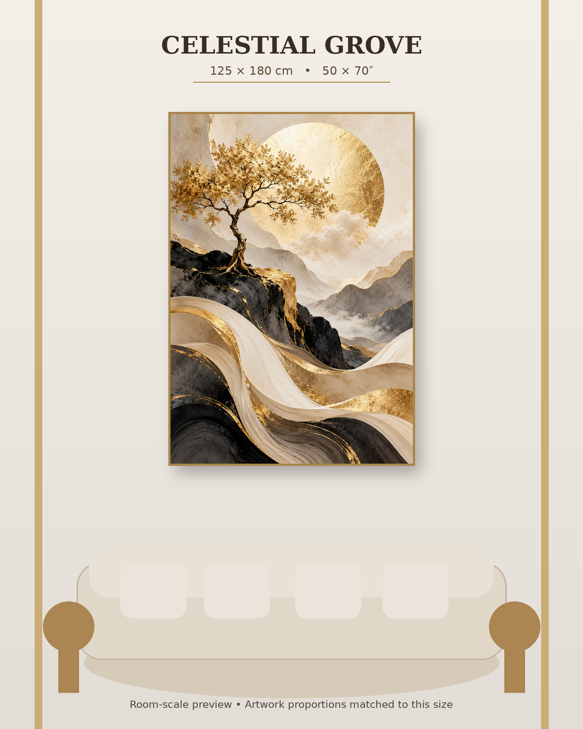 Celestial Grove size guide 125 x 180 cm