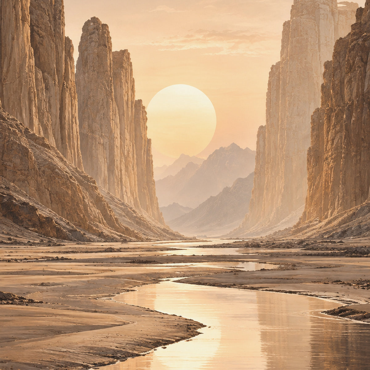 Close-up preview of Desert Valley Dusk printed canvas detail