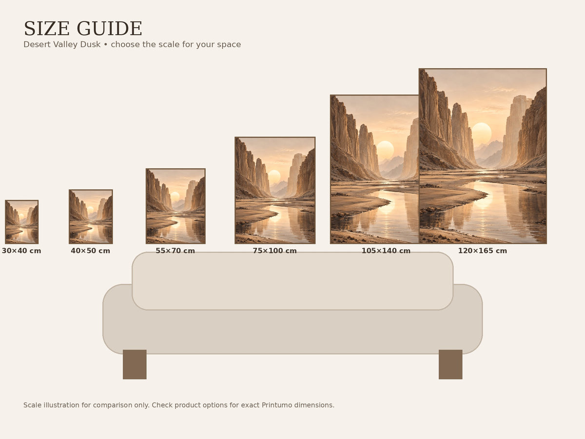 Desert Valley Dusk canvas wall art size guide