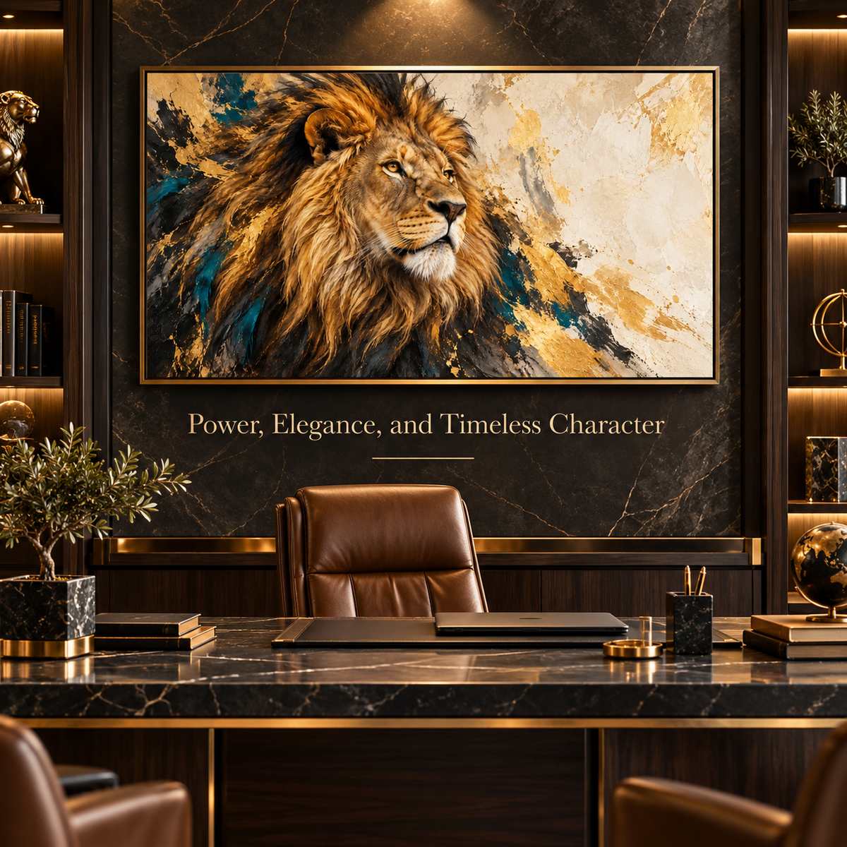 MIORLUNE Edition 04 lion artwork in a luxury executive office