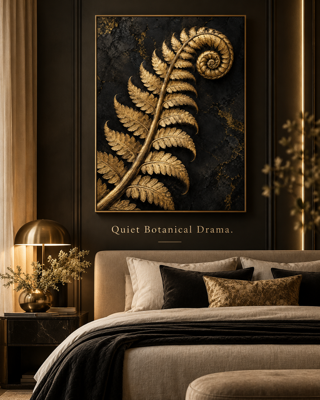 Golden Fern luxury bedroom mockup