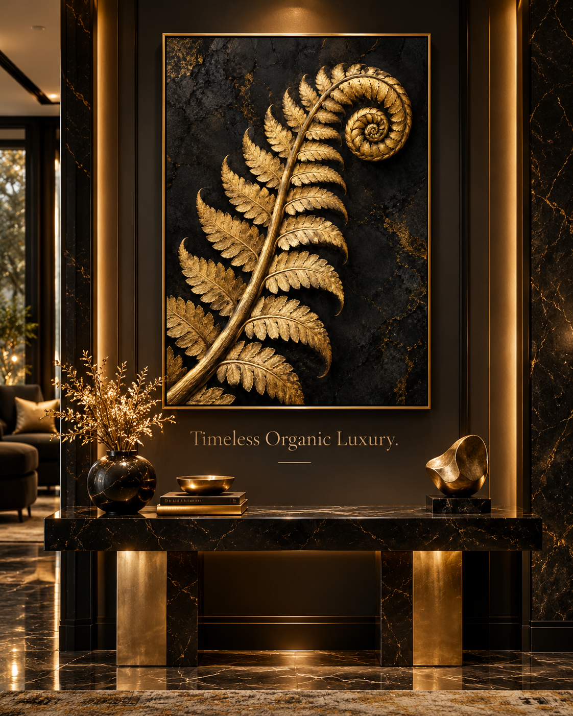 Golden Fern luxury lobby mockup