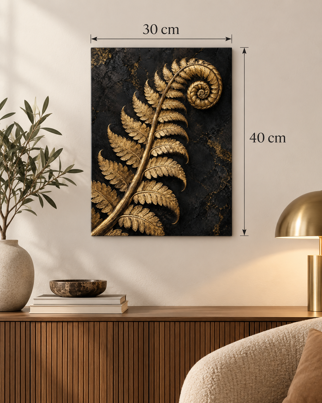 Golden Fern size guide 30 x 40 cm