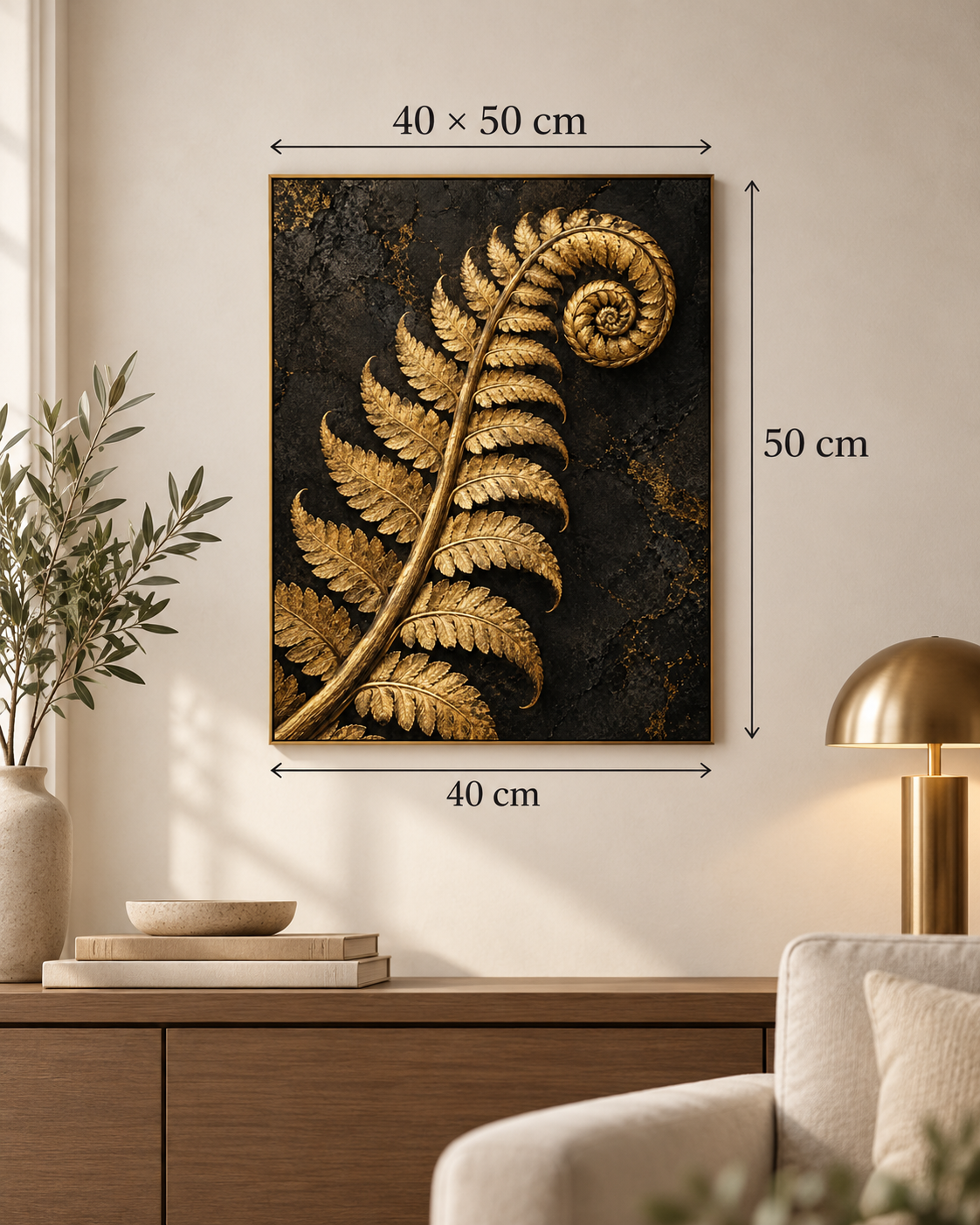 Golden Fern size guide 40 x 50 cm