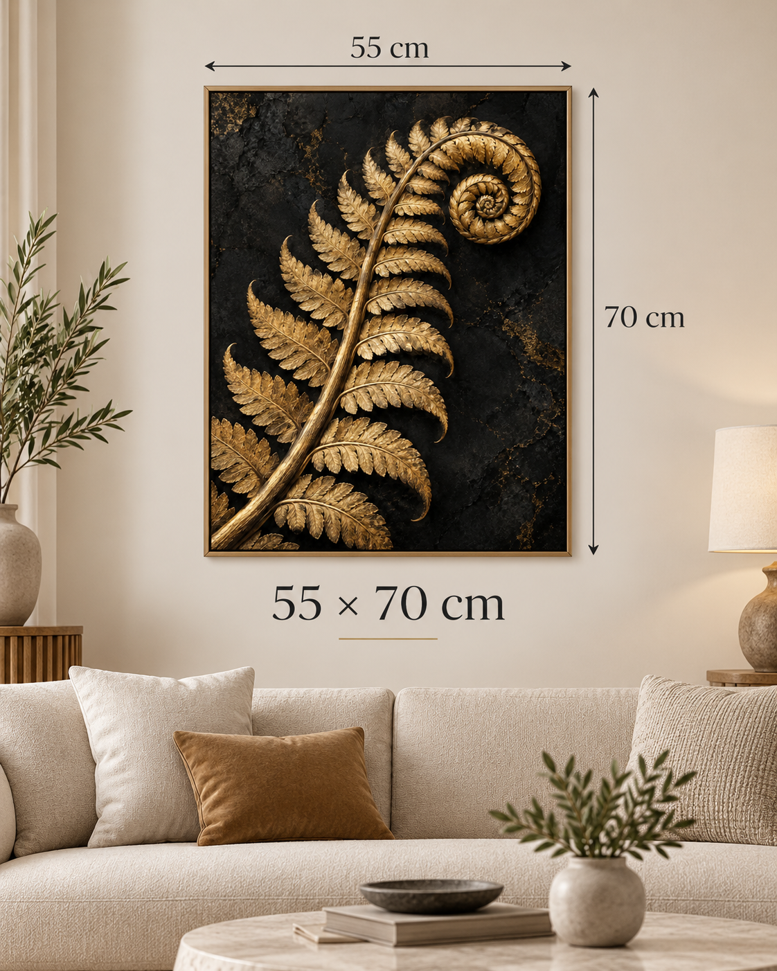 Golden Fern size guide 55 x 70 cm