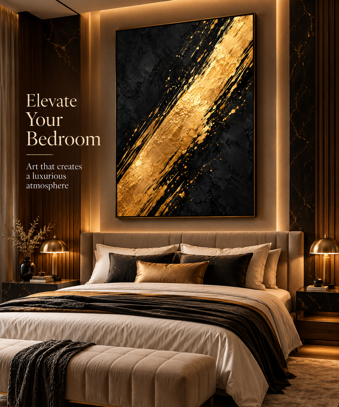 Golden Gesture luxury bedroom mockup