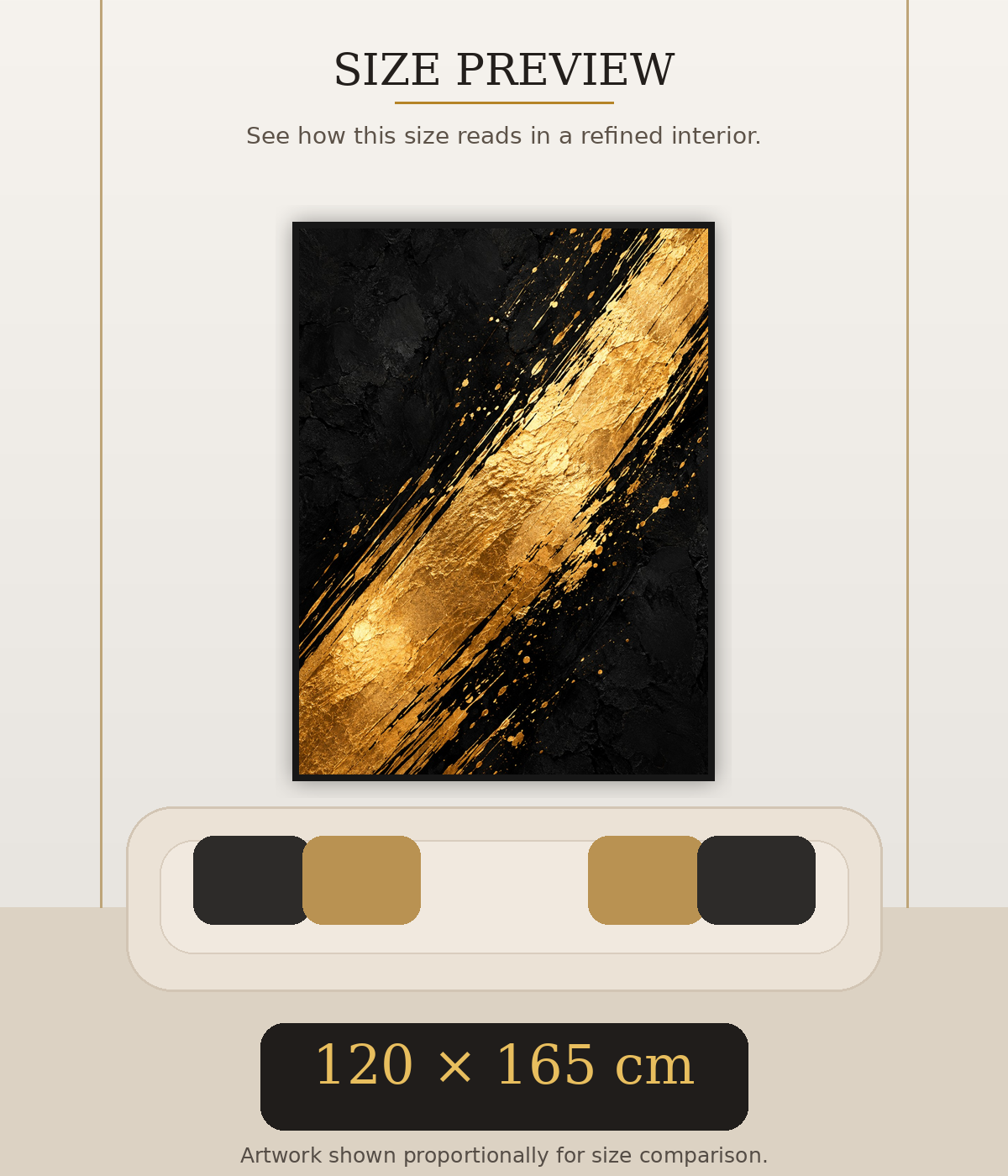 Golden Gesture size preview 120 x 165 cm