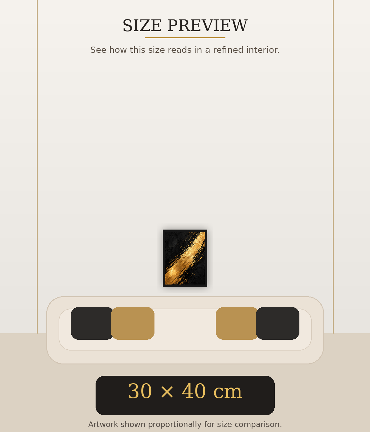 Golden Gesture size preview 30 x 40 cm