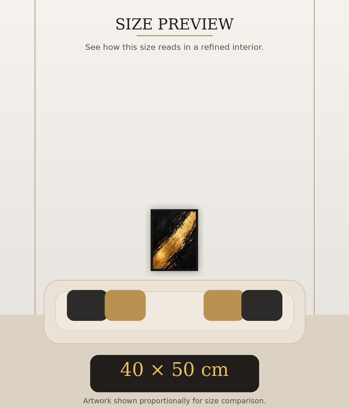Golden Gesture size preview 40 x 50 cm
