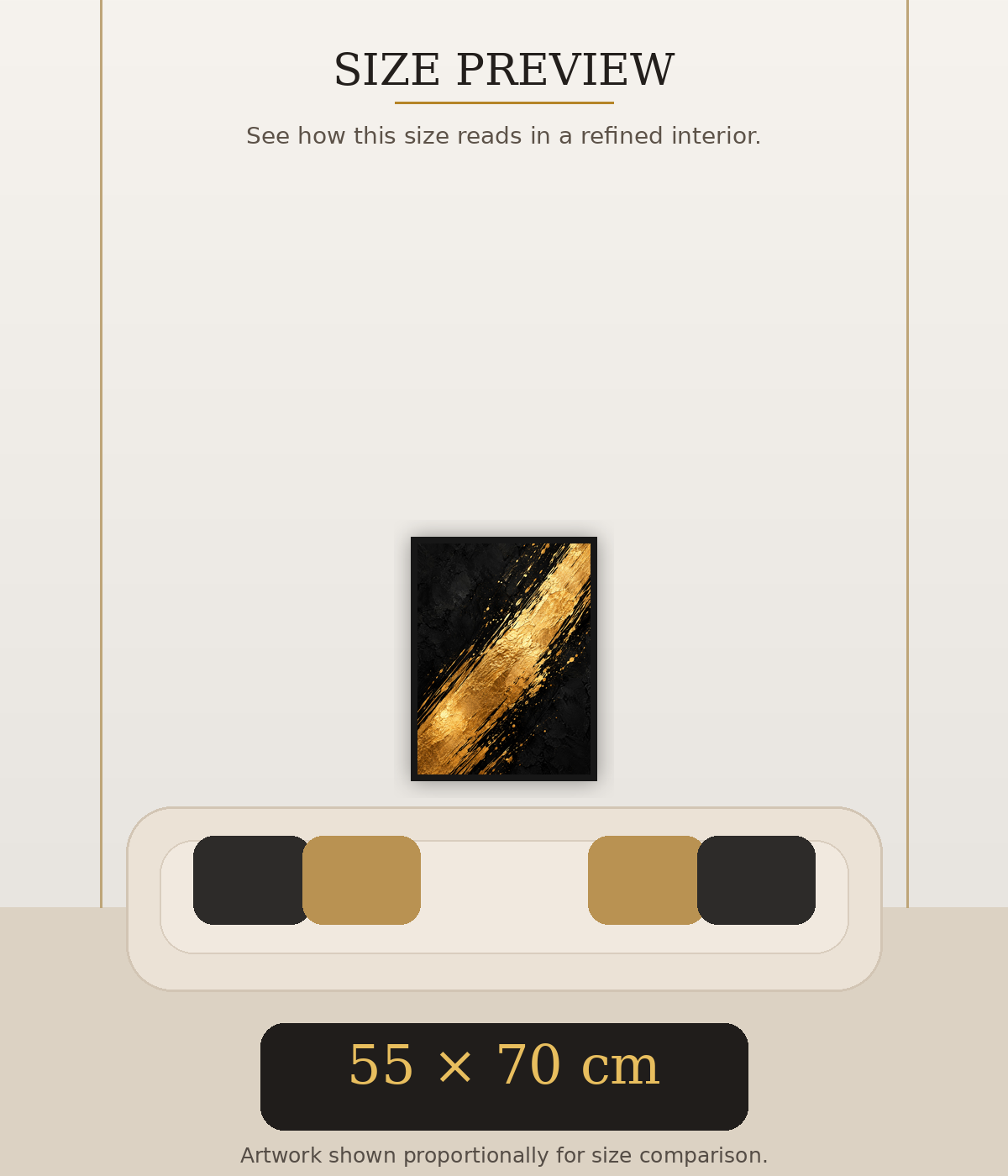 Golden Gesture size preview 55 x 70 cm