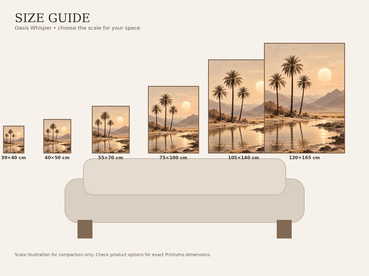 Oasis Whisper canvas wall art size guide