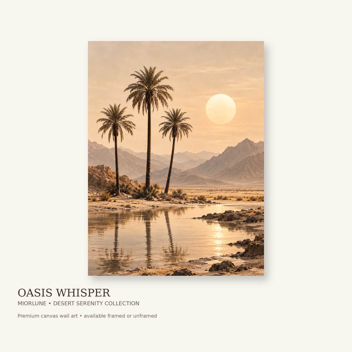 Oasis Whisper premium desert canvas wall art product view