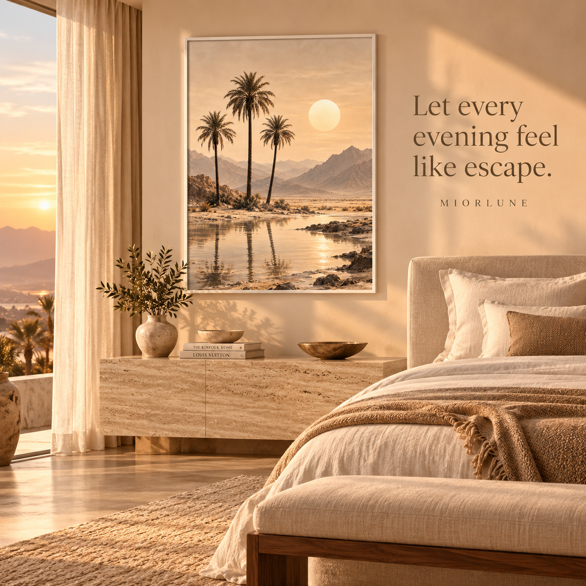 Oasis Whisper — bedroom — luxury canvas artwork preview