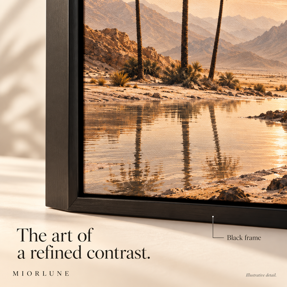 Oasis Whisper — black — luxury canvas artwork preview