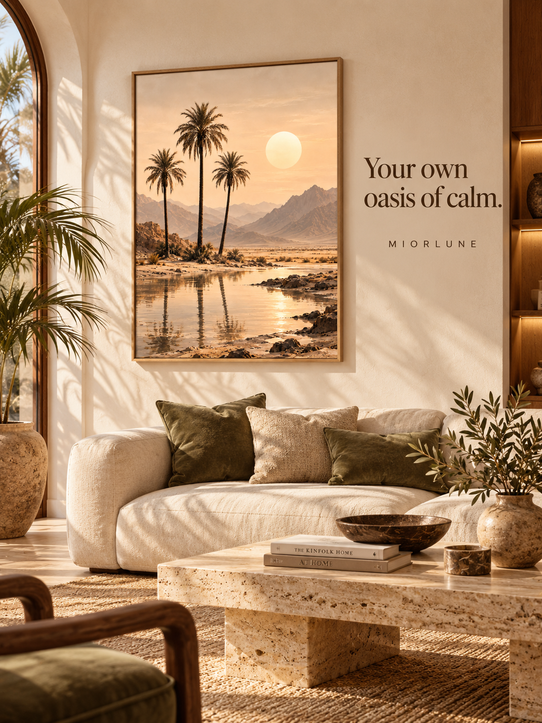 Oasis Whisper — living — luxury canvas artwork preview