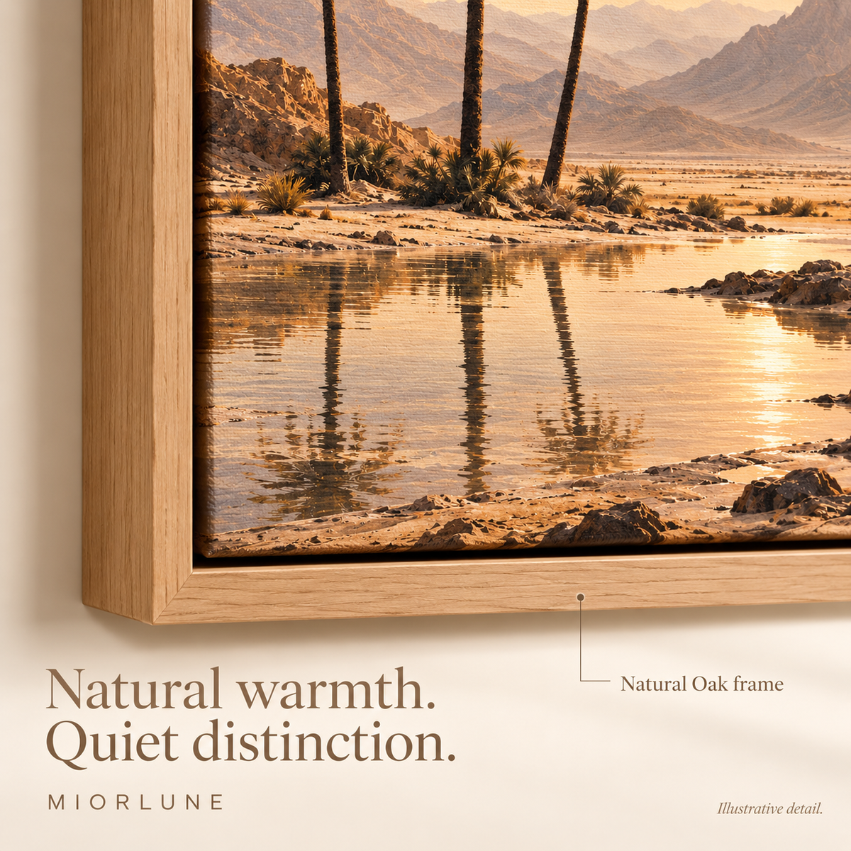 Oasis Whisper — oak — luxury canvas artwork preview
