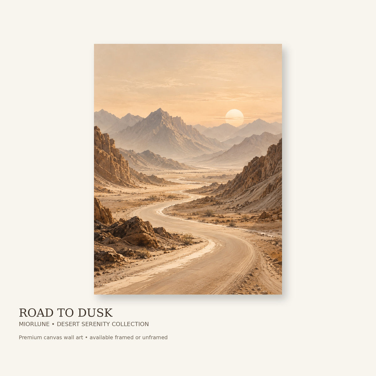 Road to Dusk premium desert canvas wall art product view