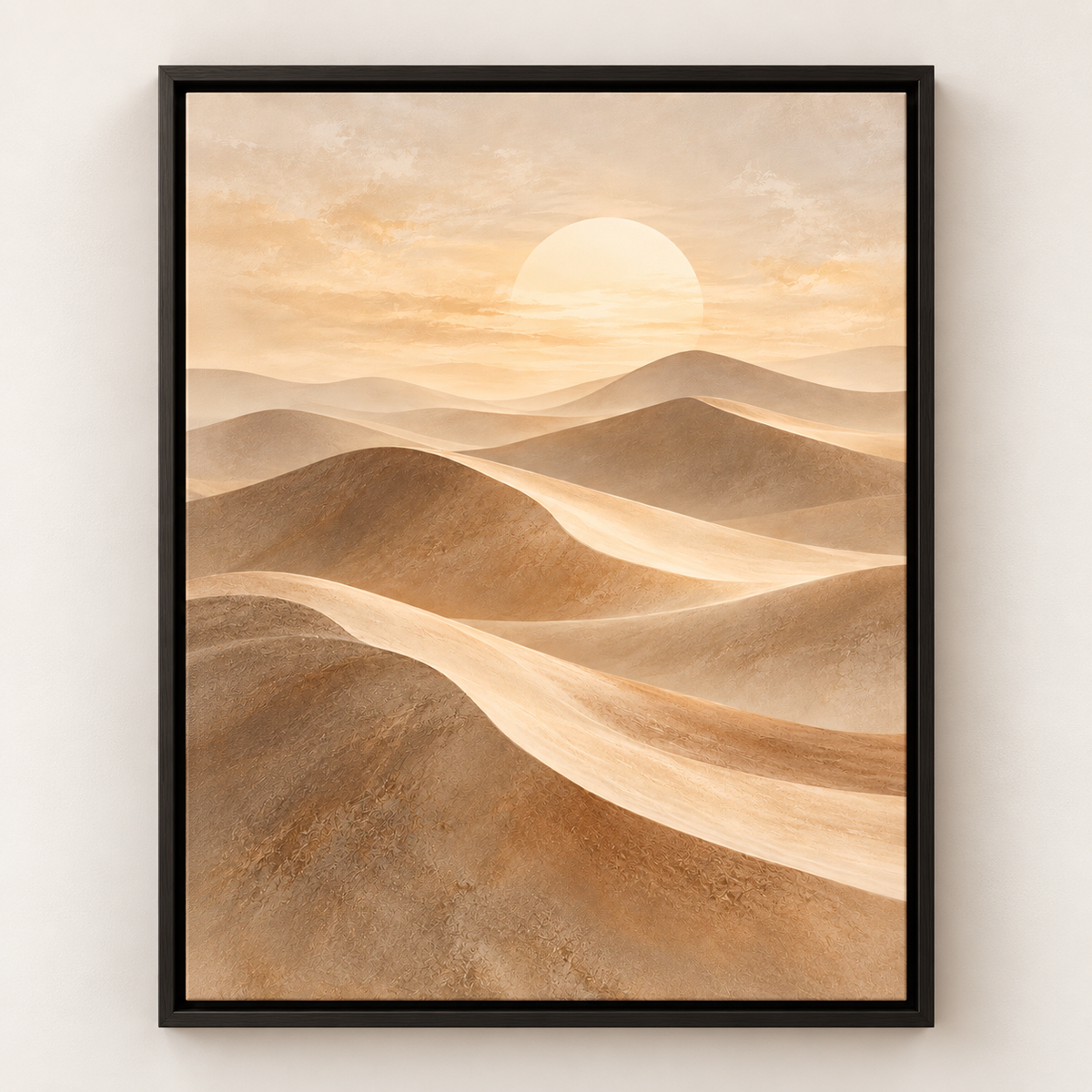 Sahara Veil desert canvas wall art with black frame