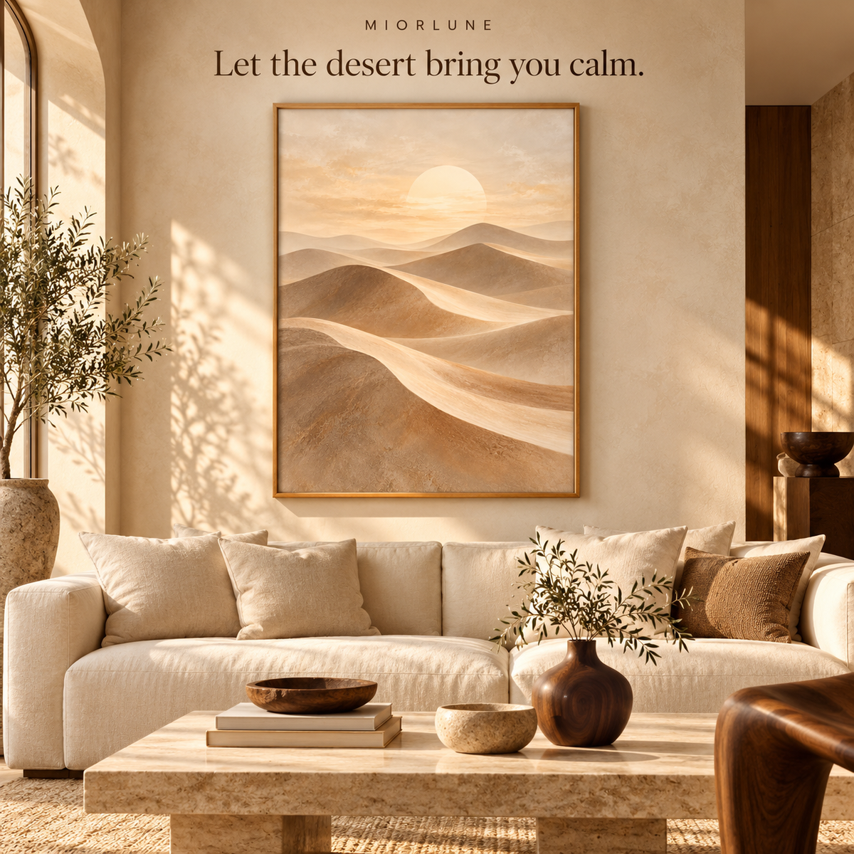 Sahara Veil — luxury living room — Oak frame