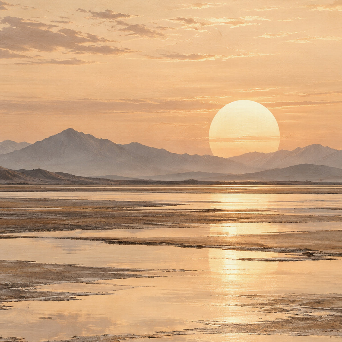 Close-up preview of Salt Mirror Sunset printed canvas detail