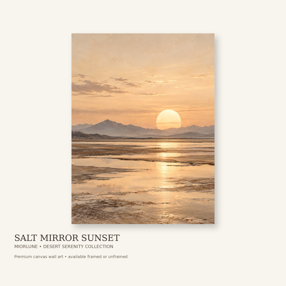 Salt Mirror Sunset premium desert canvas wall art product view