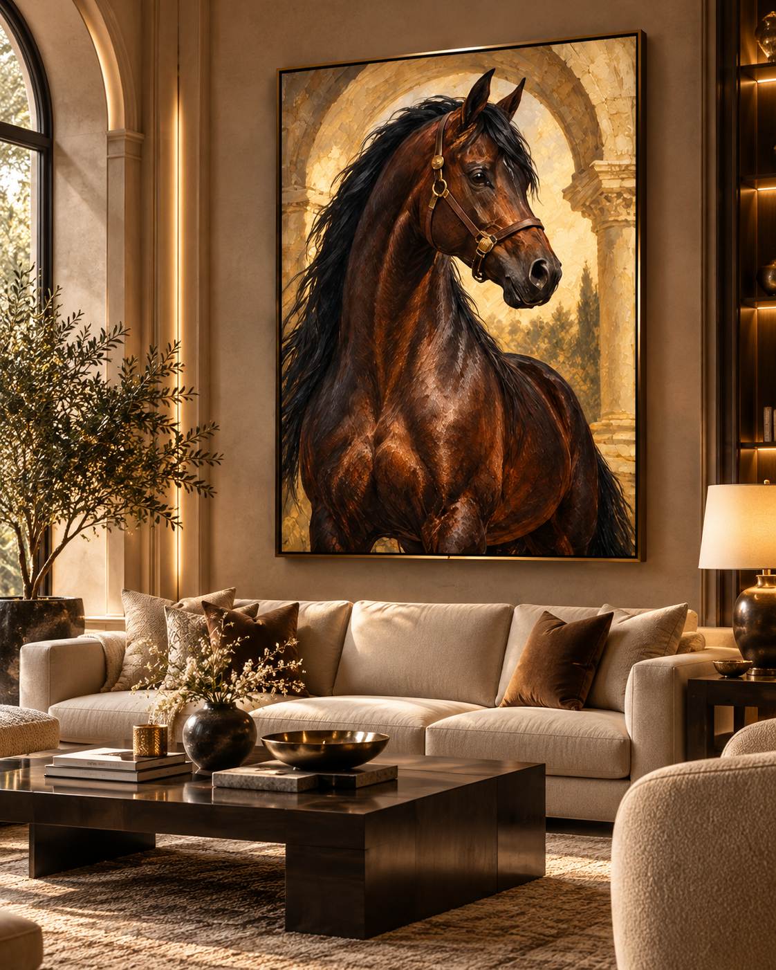 MIORLUNE Untamed Elegance horse canvas in luxury living room