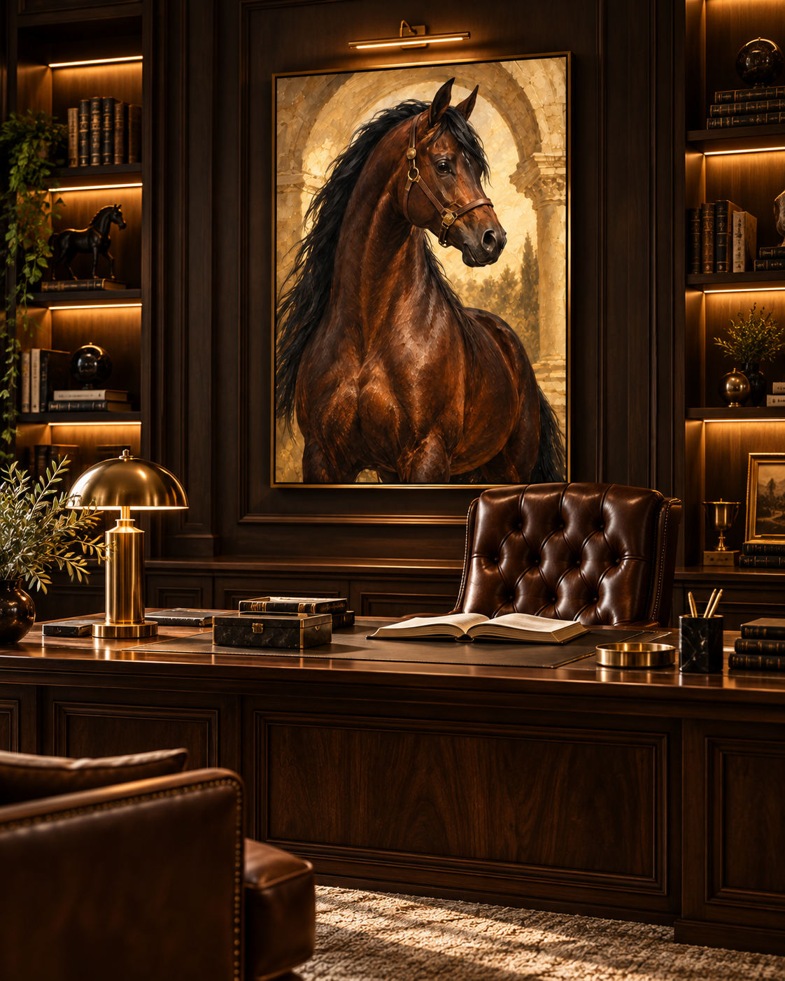 MIORLUNE Untamed Elegance horse canvas in executive office