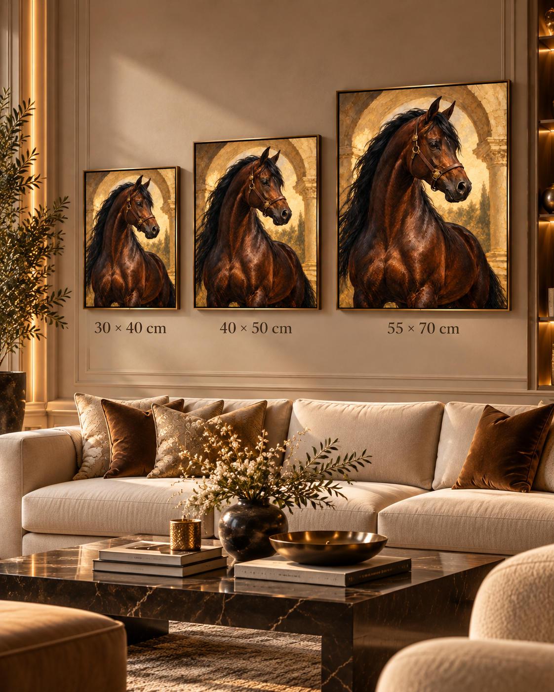 MIORLUNE canvas size comparison 30 x 40, 40 x 50, 55 x 70 cm