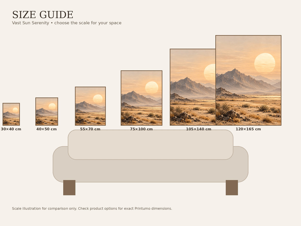 Vast Sun Serenity canvas wall art size guide